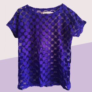 Madewell Sheer purple Polka Dot Top